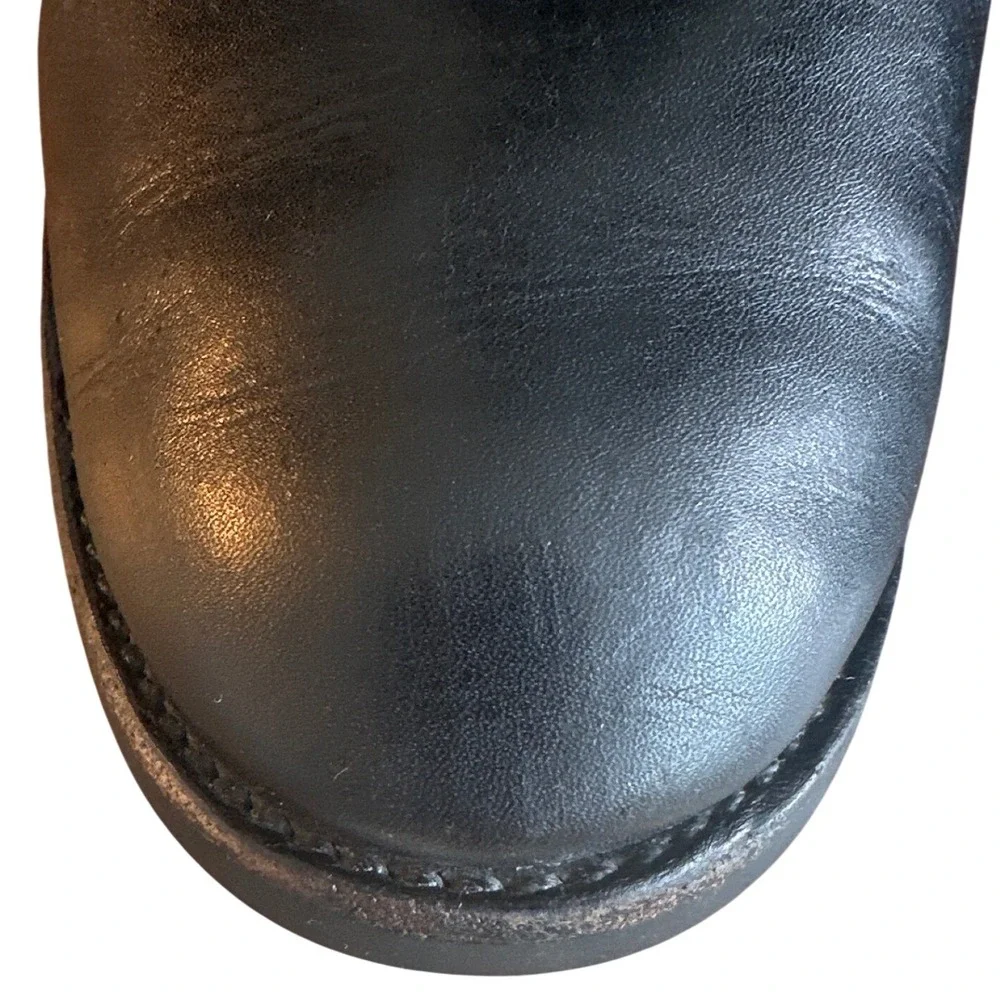 Tory Burch Kiernan Black Leather Riding Boots Gold Logo Knee High 7